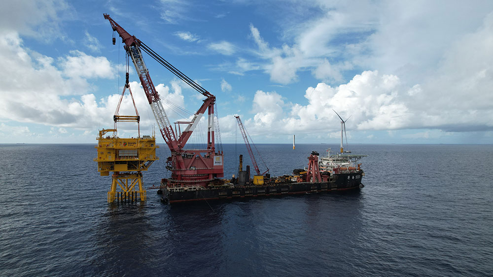 国家电投揭阳神泉二350MW海上风电项目增容项目海上升压站圆满完成吊装 国家电投揭阳神泉二350MW海上风电项目增容项目海上升压站圆满完成吊装